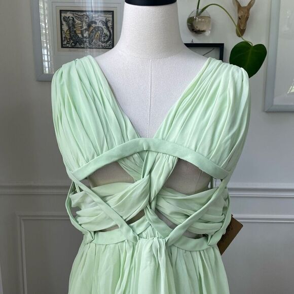 NWT Light In The Box Lime Green Formal Gown Dress Cut Out Waist 26W 3X - Picture 2 of 7